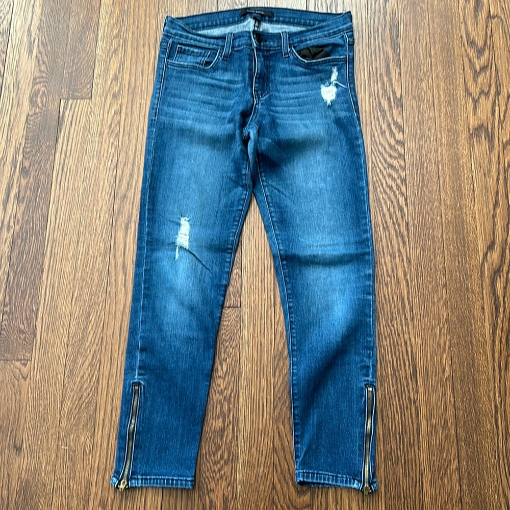Flying money zipper ankle jeans